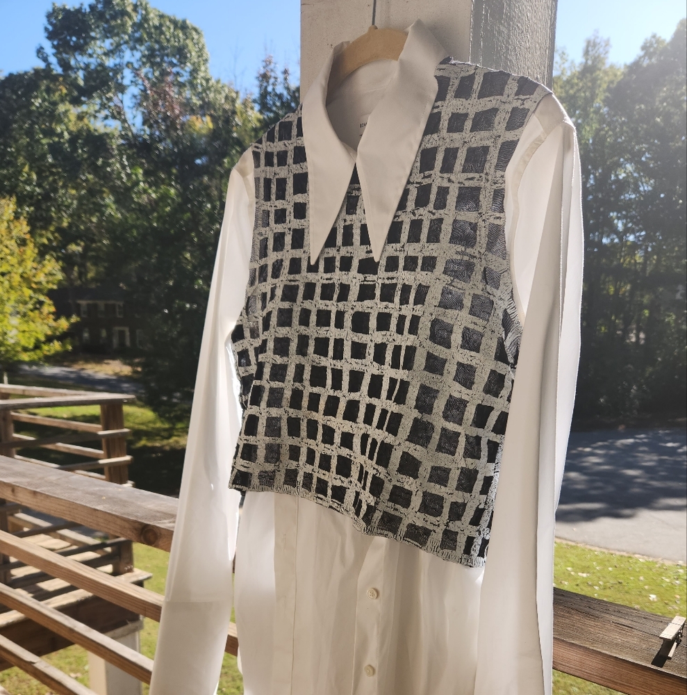 Balenciaga windows pane textured cropped vest xs
